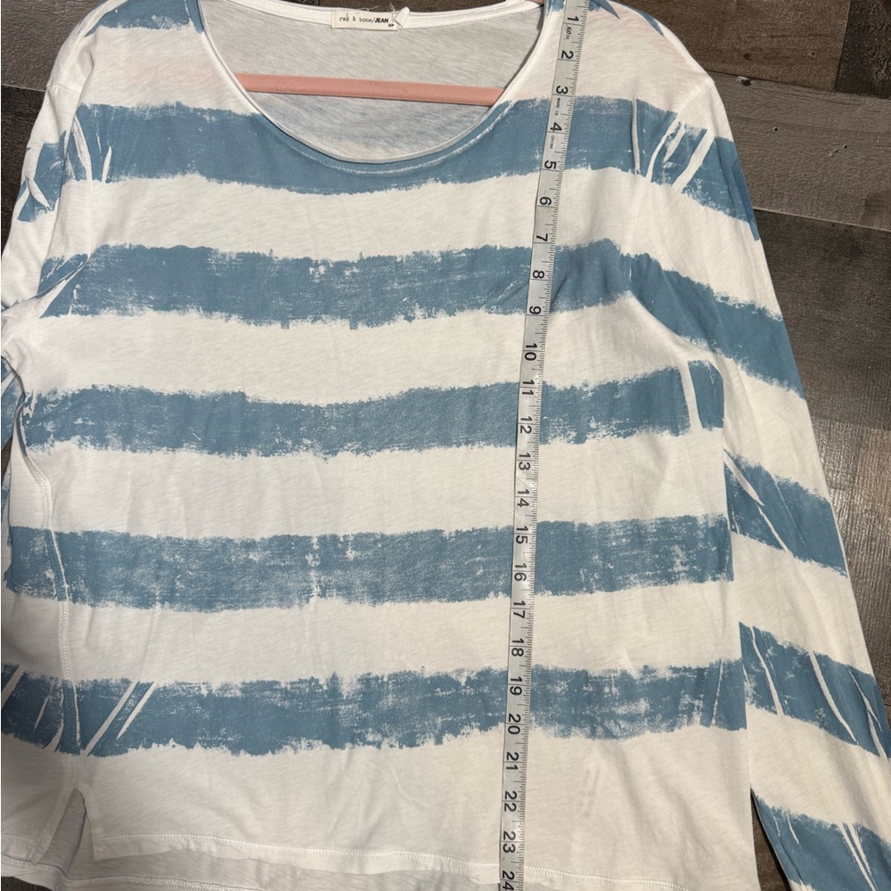 Rag & Bone Blue and White Striped Long Sleeve Tee - Picture 3 of 7
